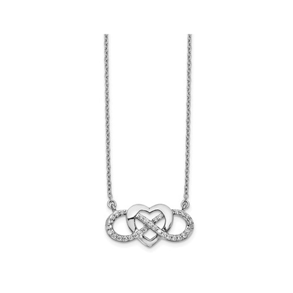 1/5 Carat (ctw) Diamond Heart Infinity Necklace Pendant in 14K White Gold with Chain Image 2