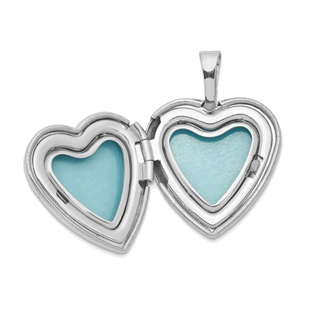 Sterling Silver Cat Heart Locket Necklace with Chain Image 2