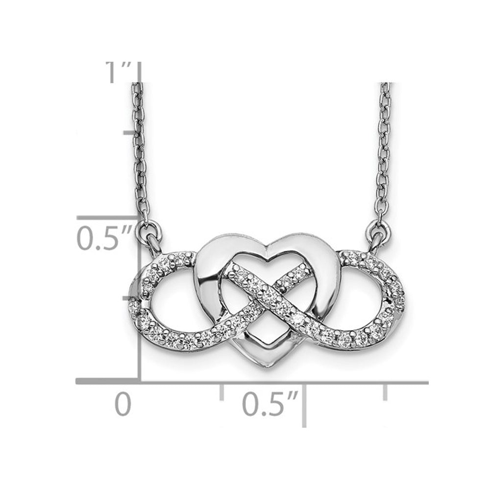 1/5 Carat (ctw) Diamond Heart Infinity Necklace Pendant in 14K White Gold with Chain Image 3