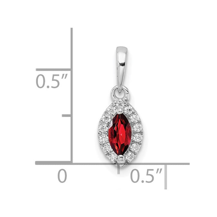 1/4 Carat (ctw) Garnet Pendant Necklace in 14K White Gold with Lab-Grown Diamonds Image 3