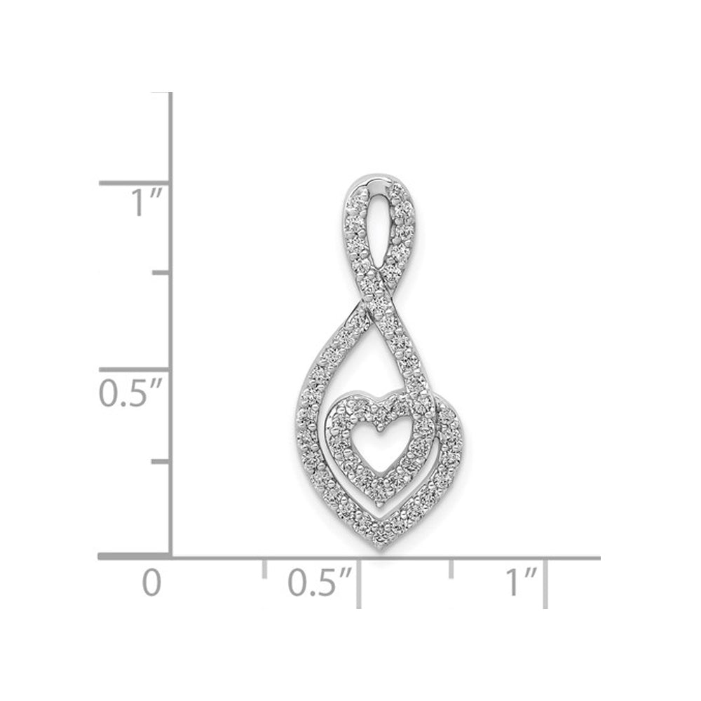 1/2 Carat (ctw) Diamond Infinite Heart Drop Pendant Necklace in 14K White Gold with Chain Image 2