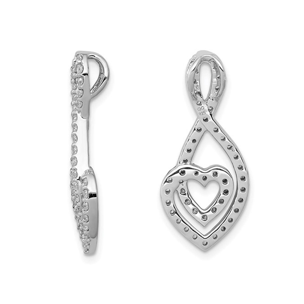 1/2 Carat (ctw) Diamond Infinite Heart Drop Pendant Necklace in 14K White Gold with Chain Image 3