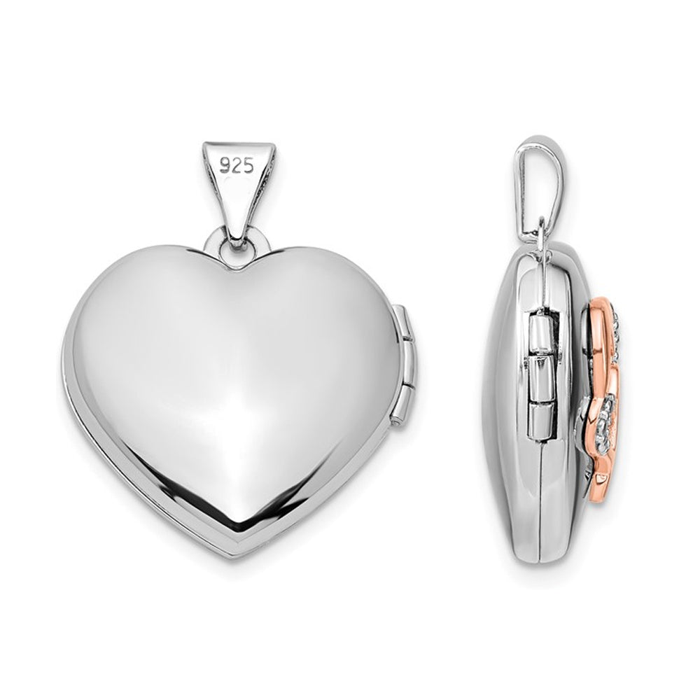 Heart Locket Pendant Necklace in Sterling Silver with Chain Image 4