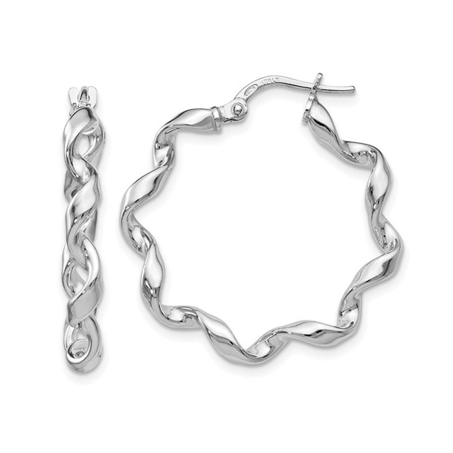 Sterling Silver Twisted Hoop Earrings 1 Inch (2.20 mm Thick) Image 1
