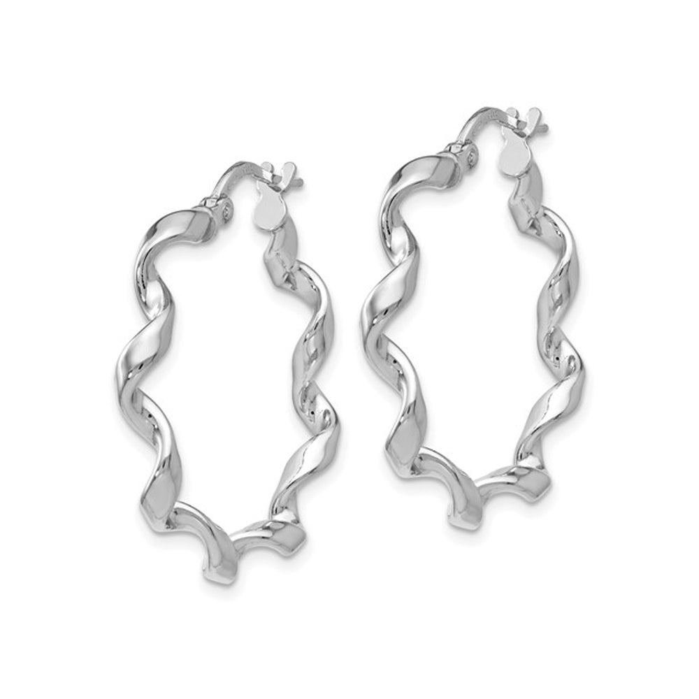 Sterling Silver Twisted Hoop Earrings 1 Inch (2.20 mm Thick) Image 2