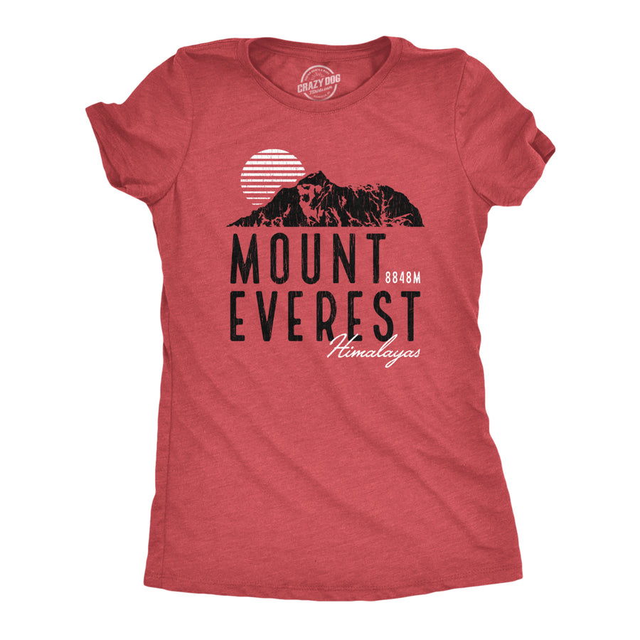 Womens Retro Mount Everest T Shirt Funny Tallest Mountain Himalayas Graphic Novelty Tee For Ladies Image 1