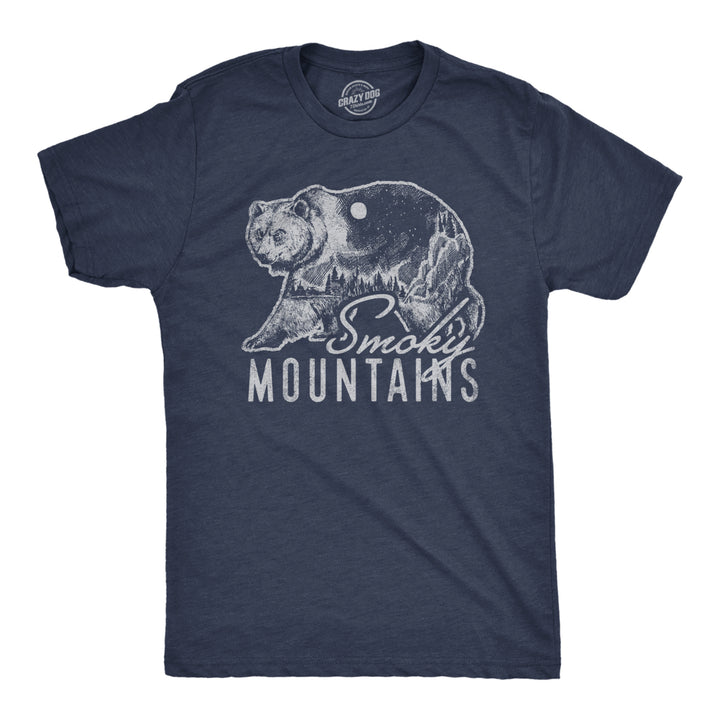 Mens Retro Smoky Mountains T Shirt Funny Camping Vintage Graphic Design Tee Guys Image 1