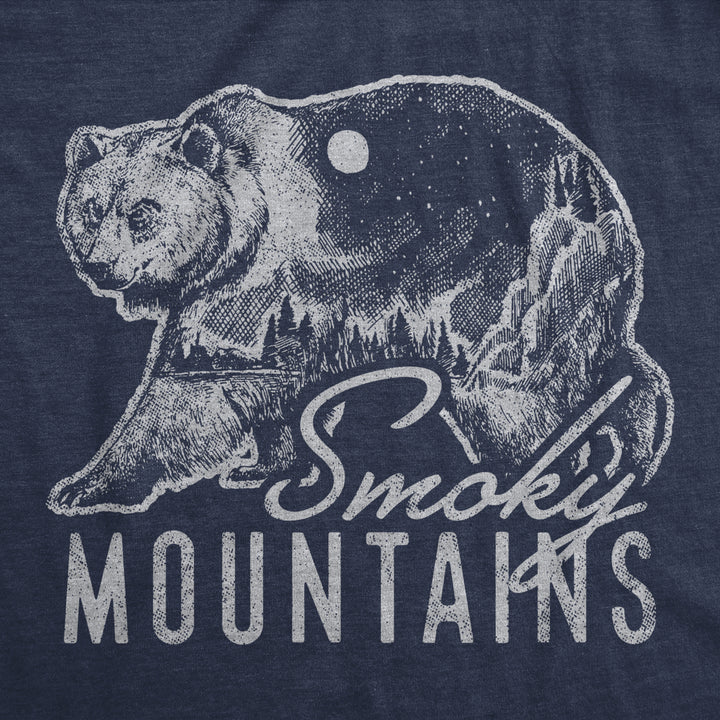 Mens Retro Smoky Mountains T Shirt Funny Camping Vintage Graphic Design Tee Guys Image 2