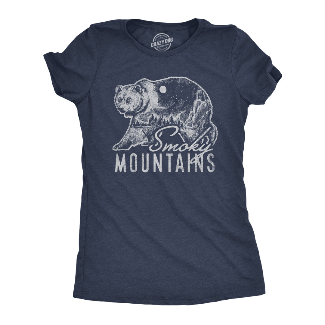 Womens Retro Smoky Mountains T Shirt Funny Camping Vintage Graphic Design Tee Guys Image 1