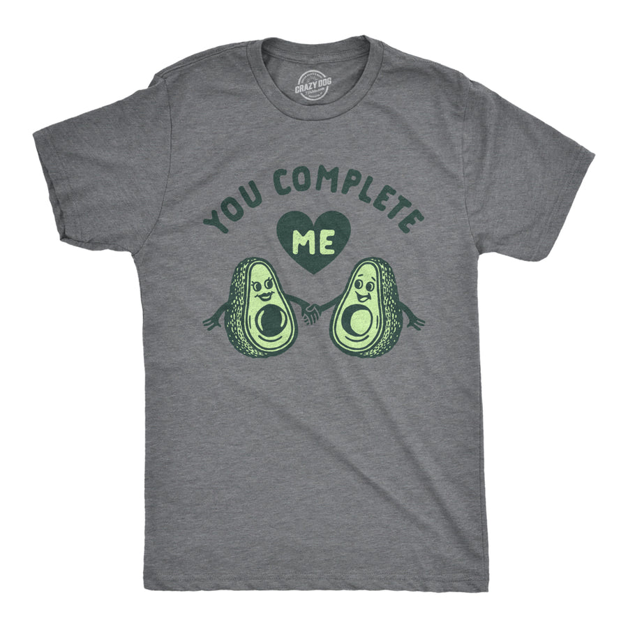 Mens You Complete Me Avocado T Shirt Funny Valentines Day Couple Graphic Tee Image 1