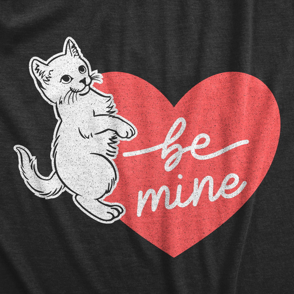 Womens Be Mine Cat T Shirt Cute Valentines Day Kitten Heart Graphic Novelty Tee Image 2