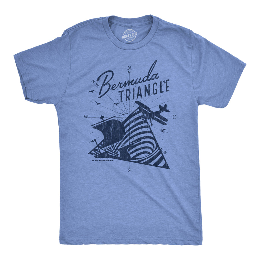 Mens Bermuda Triangle T Shirt Funny Vintage Retro Graphic Novelty Tee For Men Image 1