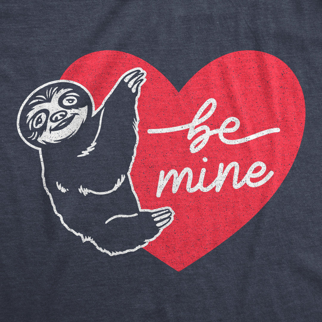 Womens Be Mine Sloth T Shirt Cute Valentines Day Heart Graphic Tee For Ladies Image 2