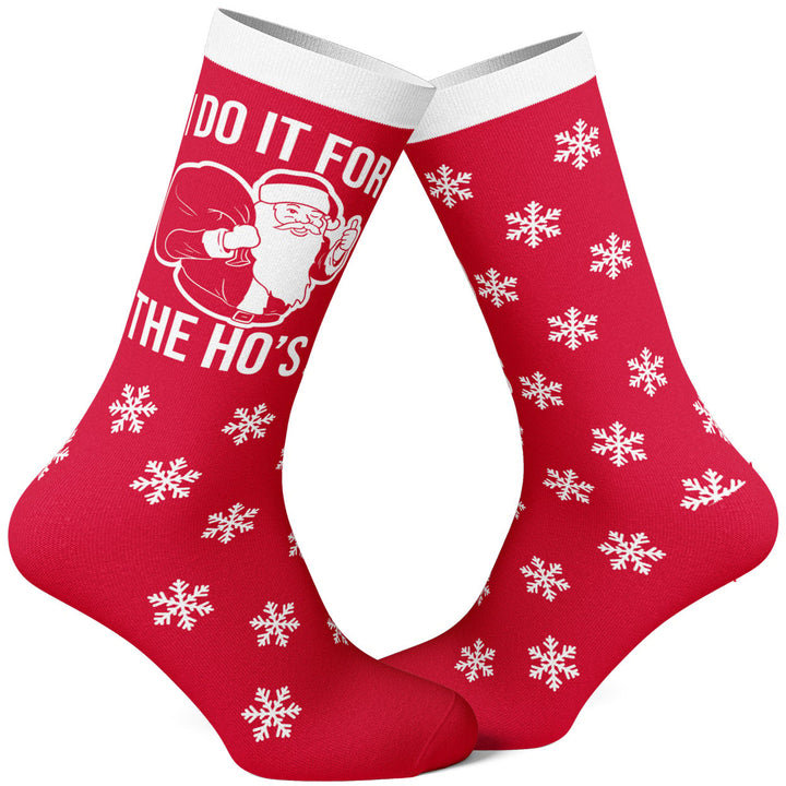 Mens I Do It For The Hos Socks Funny Christmas Santa Claus Innuendo Graphic Novelty Footwear Image 1