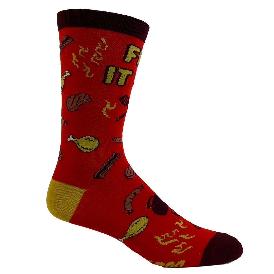 Mens Fire It Up Socks Funny Backyard Bar-B-Que Grilling Meat Graphic Novelty Footwear Image 6