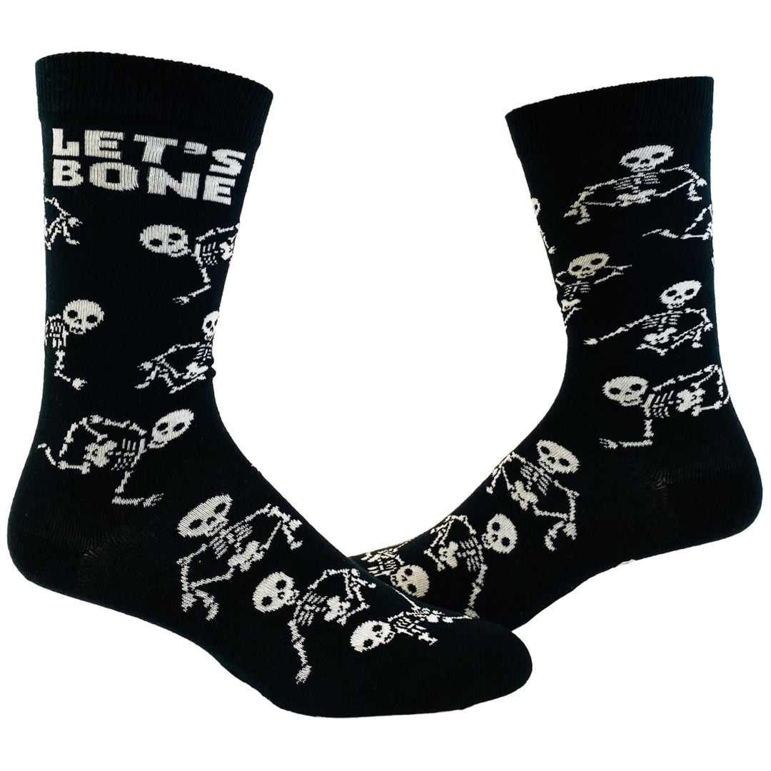 Mens Lets Bone Socks Funny Halloween Party Skeleton Graphic Novelty Vintage Footwear Image 1