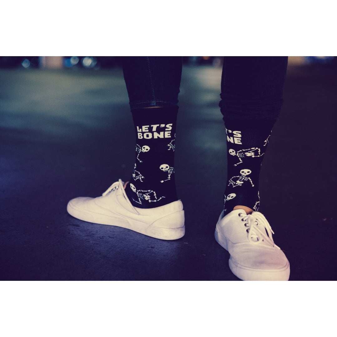 Mens Lets Bone Socks Funny Halloween Party Skeleton Graphic Novelty Vintage Footwear Image 8