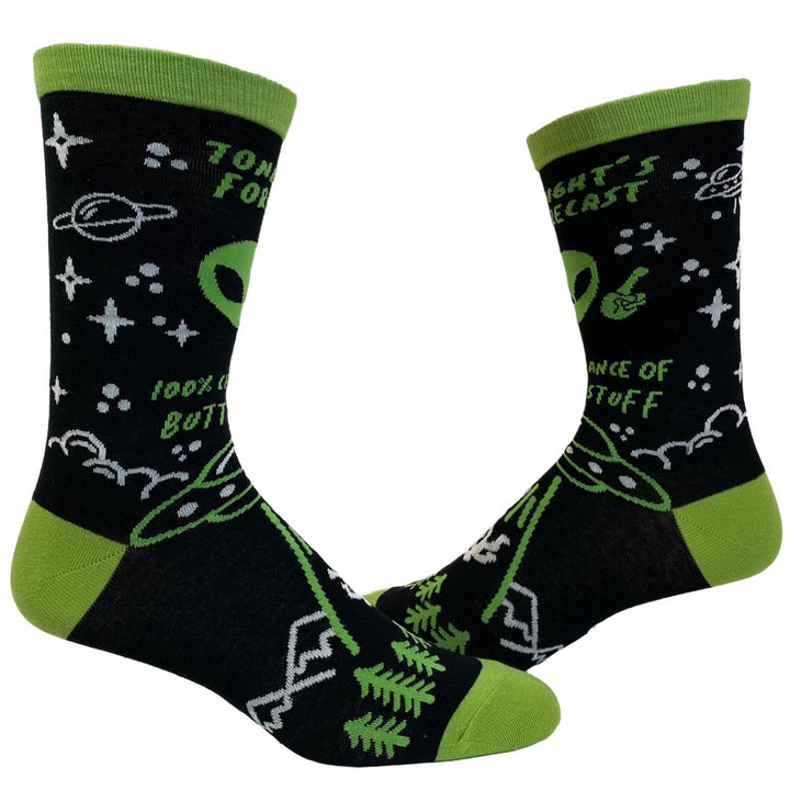 Mens 100% Chance Of Butt Stuff Socks Funny Alien Invasion Novelty Innuendo Footwear Image 1