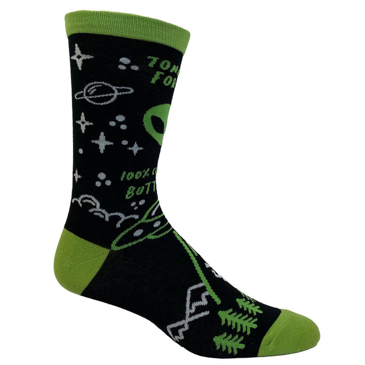 Mens 100% Chance Of Butt Stuff Socks Funny Alien Invasion Novelty Innuendo Footwear Image 6