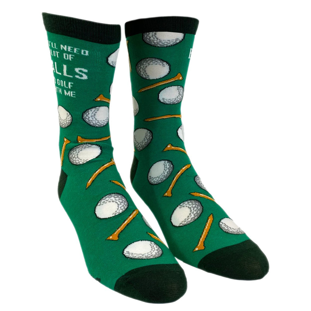 Mens Youll Need A Lot Of Balls To Golf With Me Socks Funny Fathers Day Golfing Footwear Image 2