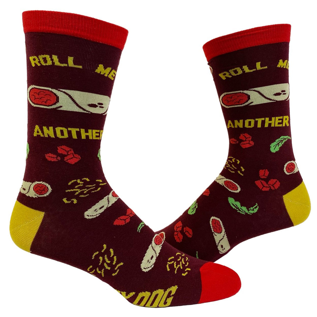 Mens Roll Me Another Burrito Socks Funny Mexican Food Guac Sarcastic Novelty Footwear Image 1