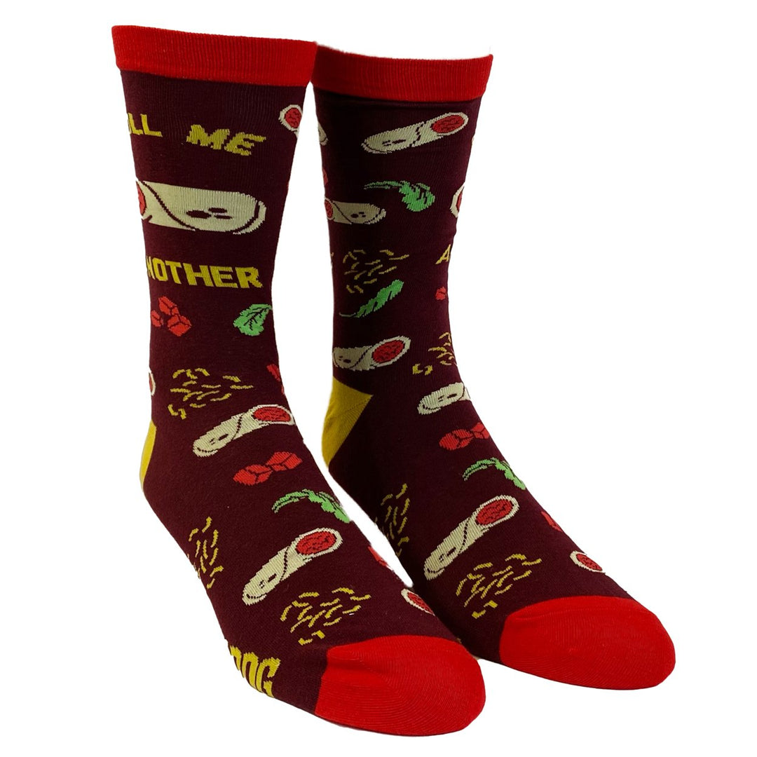 Mens Roll Me Another Burrito Socks Funny Mexican Food Guac Sarcastic Novelty Footwear Image 2