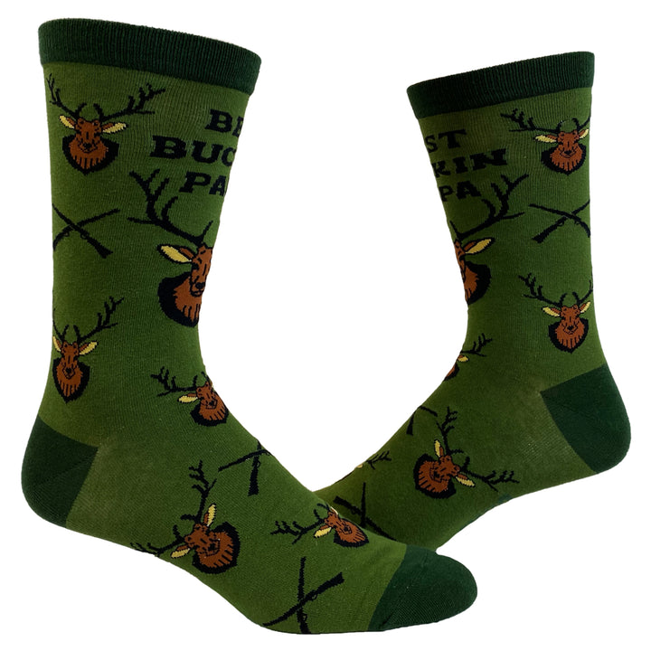 Mens Best Buckin Papa Socks Funny Fathers Day Deer Hunting Graphic Novelty Footwear Image 1