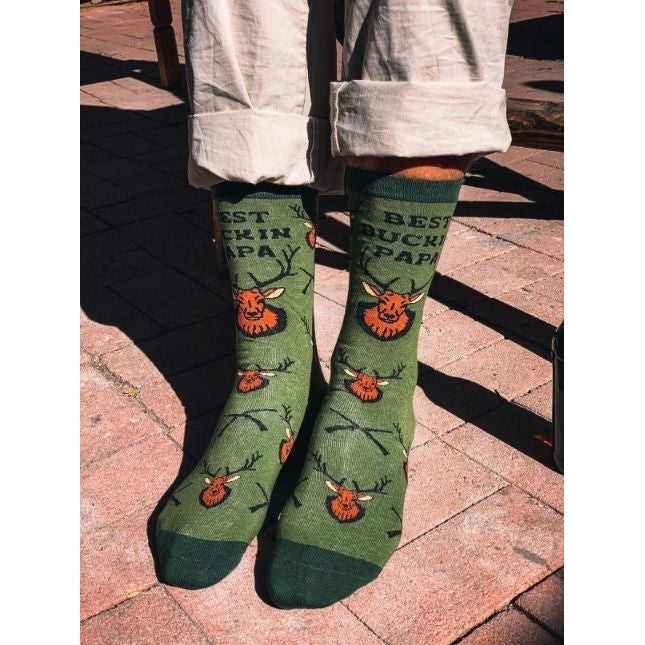 Mens Best Buckin Papa Socks Funny Fathers Day Deer Hunting Graphic Novelty Footwear Image 7