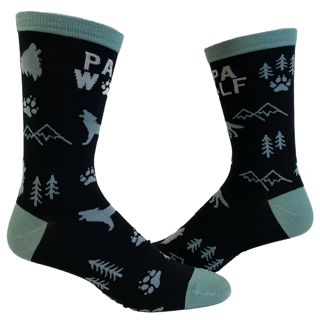 Mens Papa Wolf Socks Funny Fathers Day Howl Forest Camping Graphic Novelty Footwear Image 1