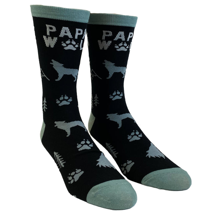 Mens Papa Wolf Socks Funny Fathers Day Howl Forest Camping Graphic Novelty Footwear Image 2