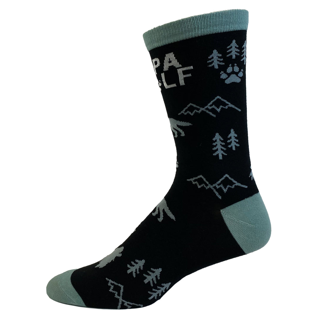 Mens Papa Wolf Socks Funny Fathers Day Howl Forest Camping Graphic Novelty Footwear Image 4