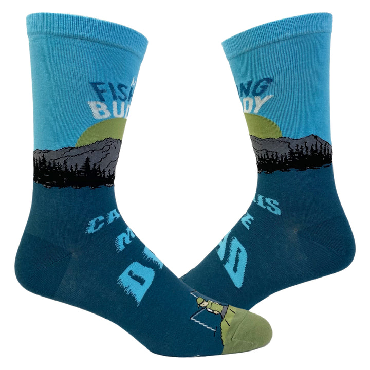 Mens My Fishing Buddy Calls Me Dad Socks Cute Fathers Day Parenting Son Graphic Footwear Image 1