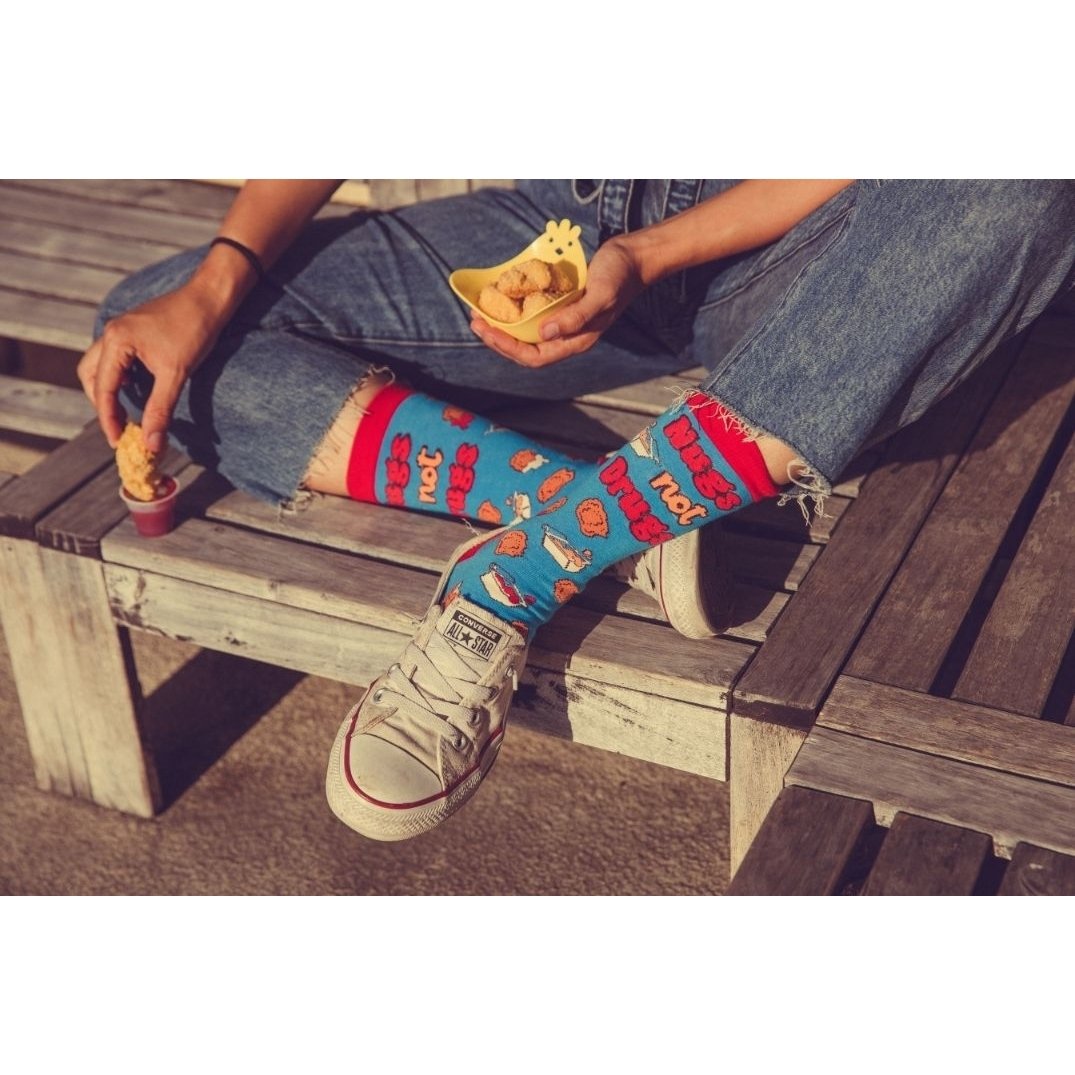 Mens Nugs Not Drugs Socks Funny Chicken Nuggets Fast Food Sauce Graphic Footwear Image 7