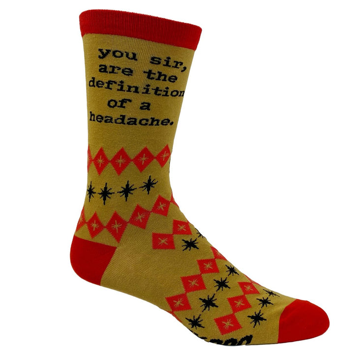 Mens You Sir Are The Definition Of A Headache Socks Funny Retro Sarcastic Footwear Image 6