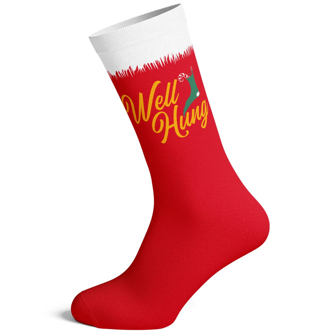 Mens Well Hung Socks Funny Sarcastic Christmas Stocking Innuendo Graphic Novelty Footwear Image 4