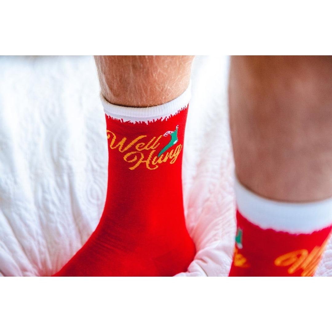 Mens Well Hung Socks Funny Sarcastic Christmas Stocking Innuendo Graphic Novelty Footwear Image 7