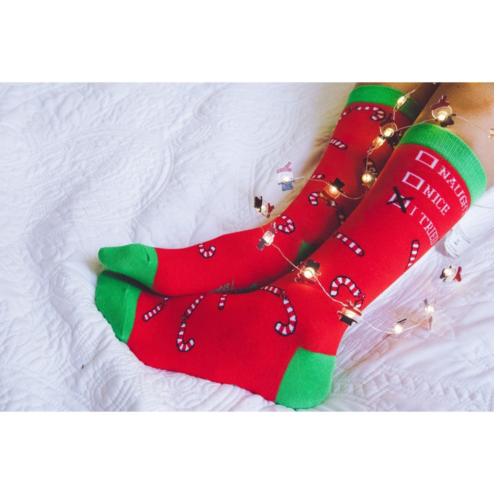 Mens Naughty Nice I Tried Socks Funny Christmas List Good Bad Graphic Footwear Image 8