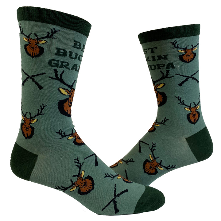 Mens Best Buckin Grandpa Socks Funny Fathers Day Deer Hunting Graphic Novelty Footwear Image 1