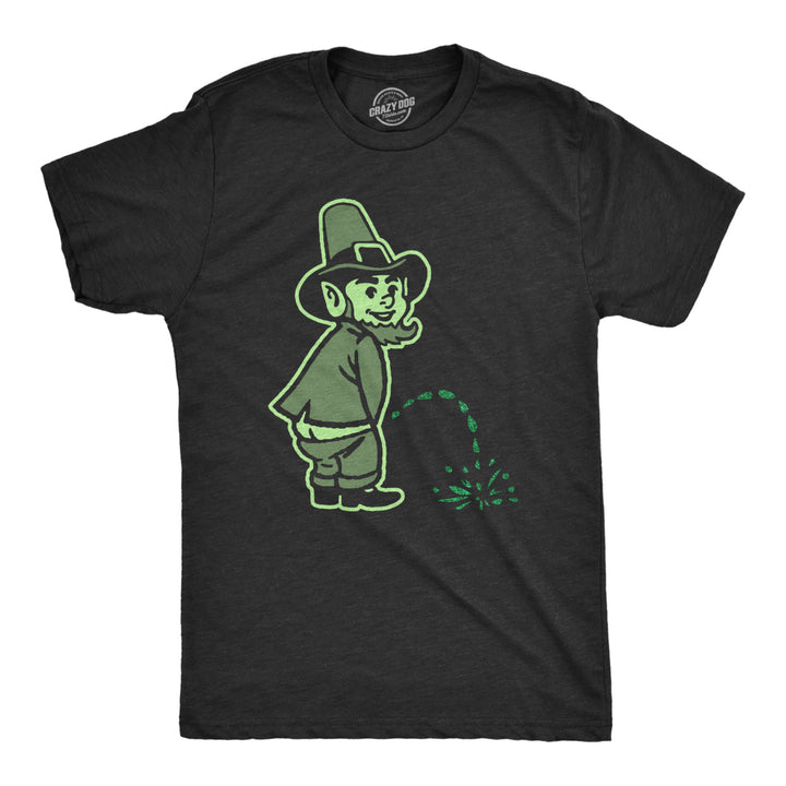 Mens Leprechaun Peeing Glitter Tshirt Funny Offensive Saint Patricks Day Pararde Novelty Tee For Guys Image 1