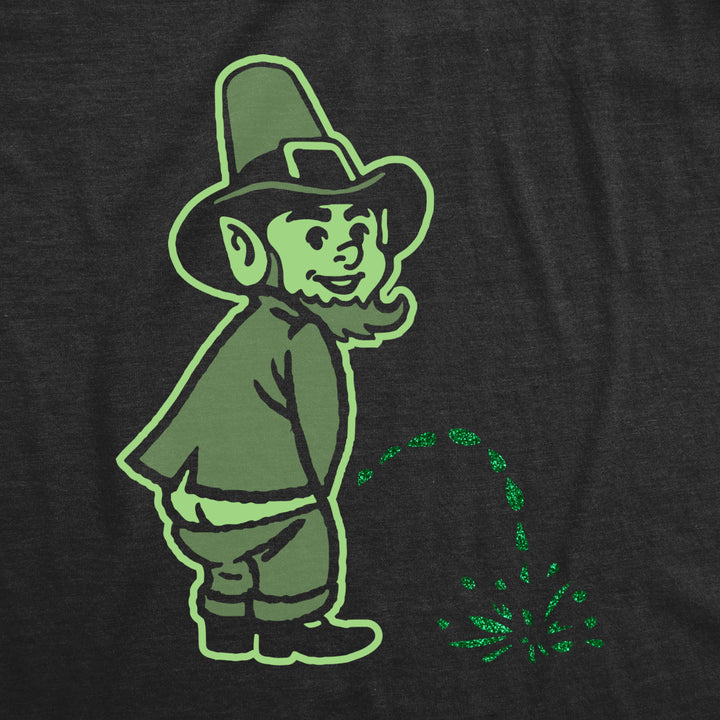 Mens Leprechaun Peeing Glitter Tshirt Funny Offensive Saint Patricks Day Pararde Novelty Tee For Guys Image 2