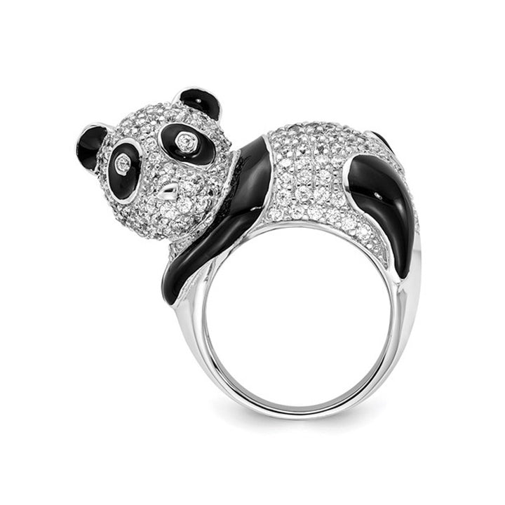 Synthetic Cubic Zirconia (CZ) (CZ) Panda Ring in Sterling Silver Image 2