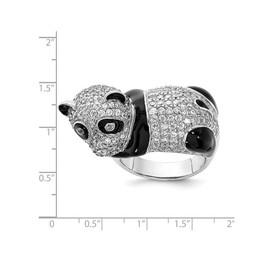 Synthetic Cubic Zirconia (CZ) (CZ) Panda Ring in Sterling Silver Image 3