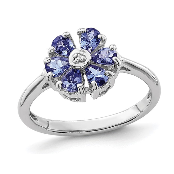 Flower Tanzanite Ring 4/5 Carat (ctw) in Sterling Silver Image 1