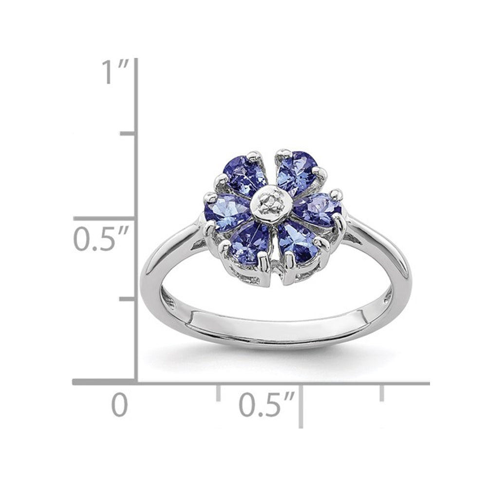 Flower Tanzanite Ring 4/5 Carat (ctw) in Sterling Silver Image 3