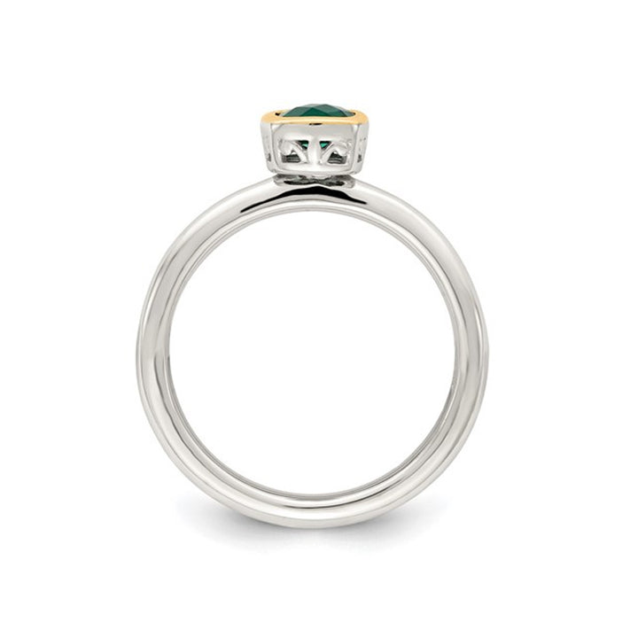 2/5 Carat (ctw) Lab Created Emerald Ring in Sterling Silver Image 3