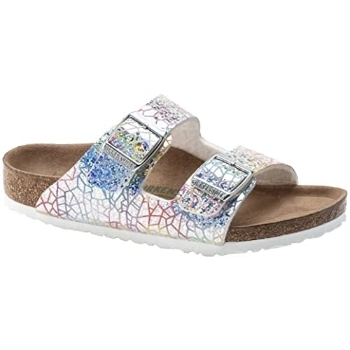 BIRKENSTOCK Kids Arizona Vegan Flashy Hologram Silver Microfiber Sandal - 1022173 HOLG Image 1