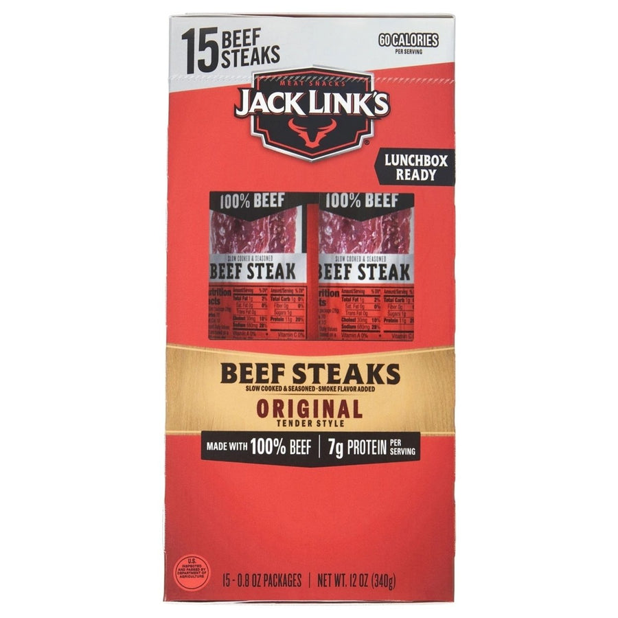 Jack Links Original Tender Style Beef Steak 0.8 Ounce (15 Count) Image 1