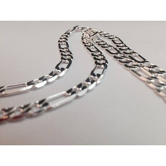 Solid Silver Filled High Polish Finsh 24" Figaro Chain Unisex Image 1