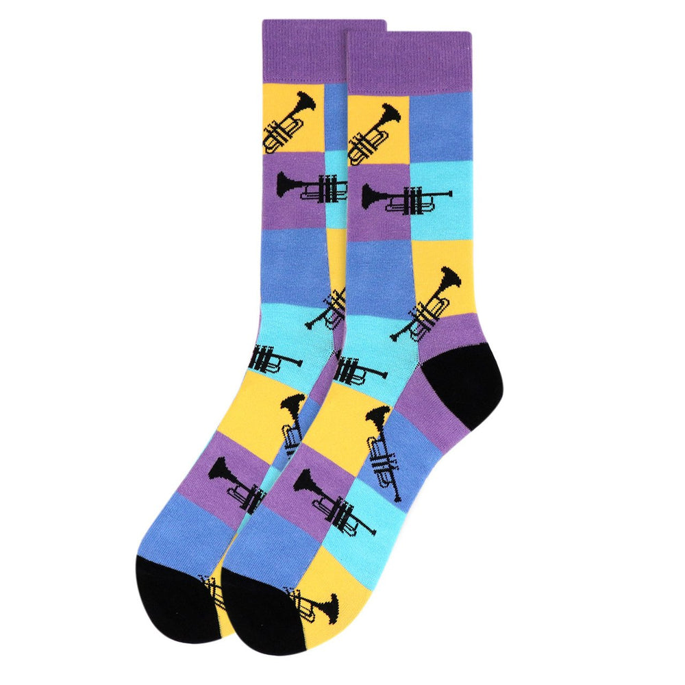 Mens Trumpet Novelty Socks Fun Colors Musician Socks Music Band Lover Trumpet Player Socks Image 2