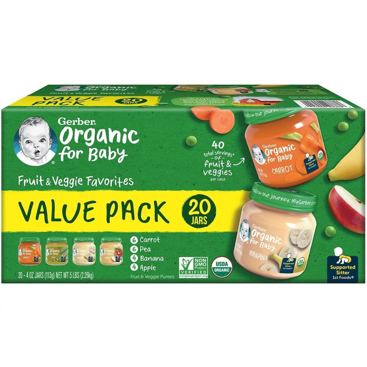 Gerber 2nd Foods Organic Baby Food Fruit and Veggie Value Pack 4 Oz (20 Count) Image 1